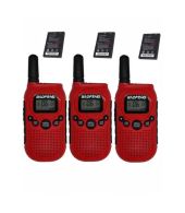 Set van 3 rode Baofeng BF-T6 Walkie Talkie met accu