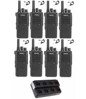 Set van 8 Inrico T522A IP66 4G LTE POC Zello Portofoon K1 2-Pins met multilader en beveiligingoortje