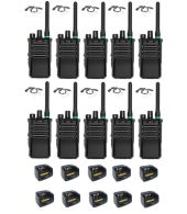 Set van 10 Caltta PH600 UHF DMR IP68 4Watt GPS, Bluetooth met tafellader en beveiliging oortje