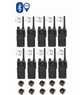 Set van 10 Hytera HP605G DMR UHF IP67 5W GPS, Bluetooth tafellader en beveiligingoortje
