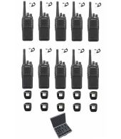 Set van 10 Kenwood NX-1300DE3 UHF DMR IP54 5Watt  tafellader, Beveiliging oortje en koffer