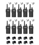 Set van 10 Kenwood PKT-300 IP52 PMR446 mini portofoons en beveiliging oortje