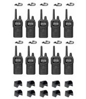 Set van 10 Kenwood PKT-300 IP52 PMR446 mini portofoons en D-shape oortje