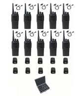Set van 10 Motorola DP1400 UHF Analoog IP54 5Watt met tafellader koffer en D-shape oortje