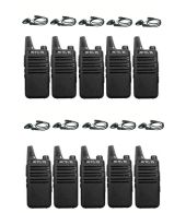 Set van 10 Retevis RT622 vergunning vrije UHF mini portofoons PMR446 met D-shape oortje