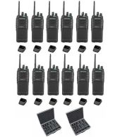Set van 12 Kenwood TK-3701D IP55 Portofoon met tafellader en koffer