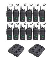 Set van 12 Wouxun KG-D26 IP55 Portofoons met multilader en beveiliging oortjes