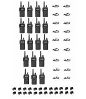 Set van 18 Kenwood PKT-300 IP52 PMR446 mini portofoons en D-shape oortje