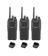 Set van 3 Kenwood TK-3701D IP55 Portofoon met tafellader