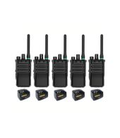 Set van 5 Caltta PH600 UHF DMR IP68 4Watt GPS, Bluetooth met tafellader 