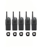 Set van 5 Kenwood NX-1300DE3 UHF DMR IP54 5Watt Portofoon met tafellader