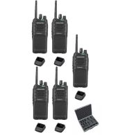 Set van 5 Kenwood TK-3701D IP55 Portofoon met tafellader en koffer