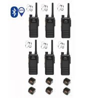 Set van 6 Hytera HP605G DMR UHF IP67 5W GPS, Bluetooth tafellader en beveiligingoortje