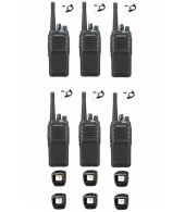 Set van 6 Kenwood NX-1300DE3 UHF DMR IP54 5Watt Portofoon met tafellader en Beveiliging oortje