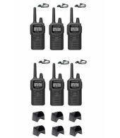 Set van 6 Kenwood PKT-300 IP52 PMR446 mini portofoons en D-shape oortje