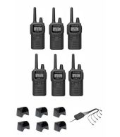 Set van 6 Kenwood PKT-300 IP52 PMR446 mini portofoons met multilader