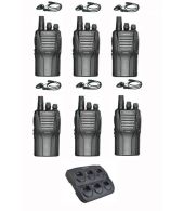 Set van 6 Wouxun KG-833 UHF IP55 5Watt met D-shape oortje en multilader