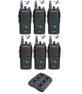 Set van 6 Wouxun KG-D26 IP55 Portofoons met multilader en beveiliging oortjes