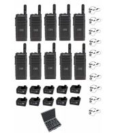 Set van 10 Motorola SL1600 DMR UHF met tafellader en C-ring oortje en koffer