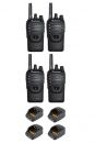 Set van 4 Wouxun KG-968 UHF portofoons IP66 10Watt met beveiliging oortje