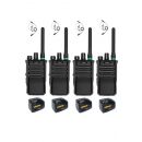 Set van 4 Caltta PH600 UHF DMR IP68 4Watt GPS, Bluetooth met tafellader en G-shape oortje