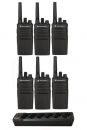 Set van 6 Motorola XT420 UHF IP55 PMR446 Portofoon met multilader