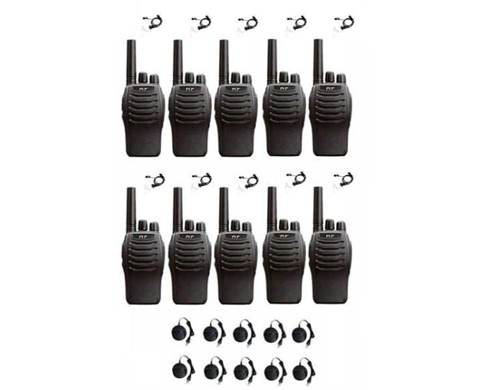 Set van 10 TYT TC-666 UHF 2Watt Portofoons met beveiliging oortje