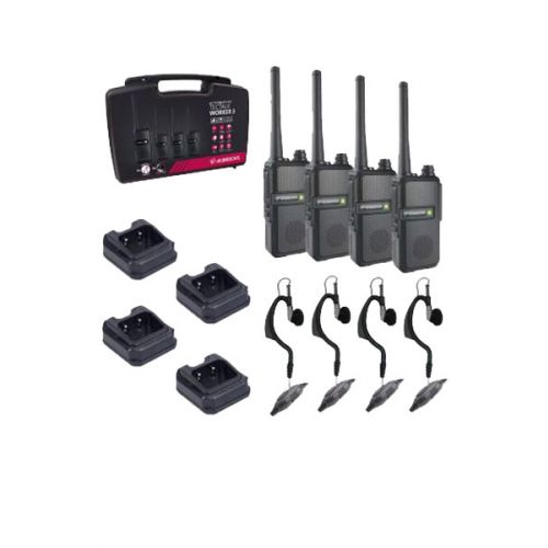 Albrecht Tectalk Worker 3 PMR446 walkie talkie set 4 stuks in koffer met oortjes