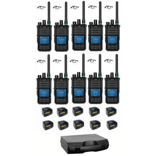 Set van 10 Caltta PH660 UHF DMR GPS, Bluetooth, tafellader, beveiliging oortje en koffer