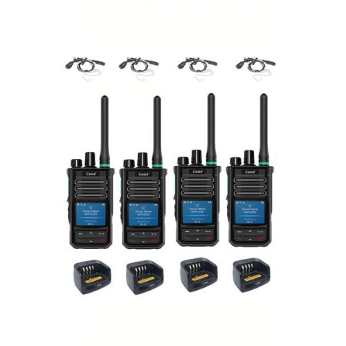 Set van 4 Caltta PH660 UHF DMR GPS, Bluetooth, display, tafellader en beveiliging oortje