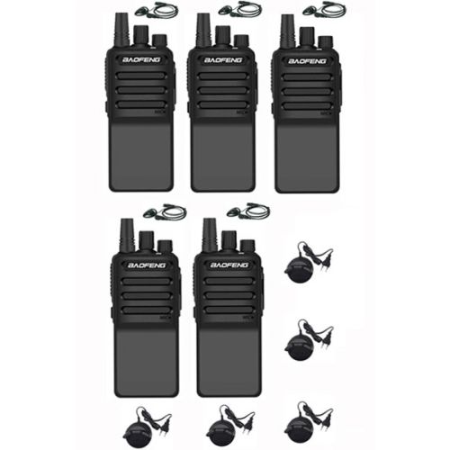 Set van 5 Baofeng C2 UHF 5Watt portofoons met D-shape oortjes