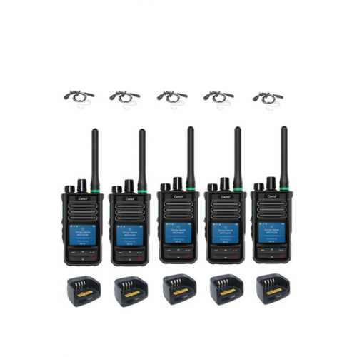 Set van 5 Caltta PH660 UHF DMR GPS, Bluetooth, display, tafellader en beveiliging oortje