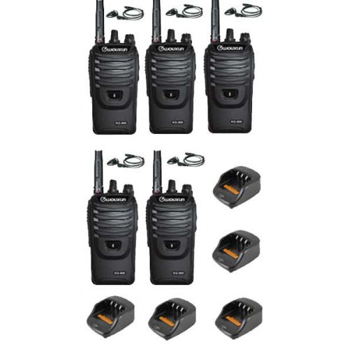 Set van 5 Wouxun KG-968 UHF portofoons IP66 10Watt met D-shape oortje