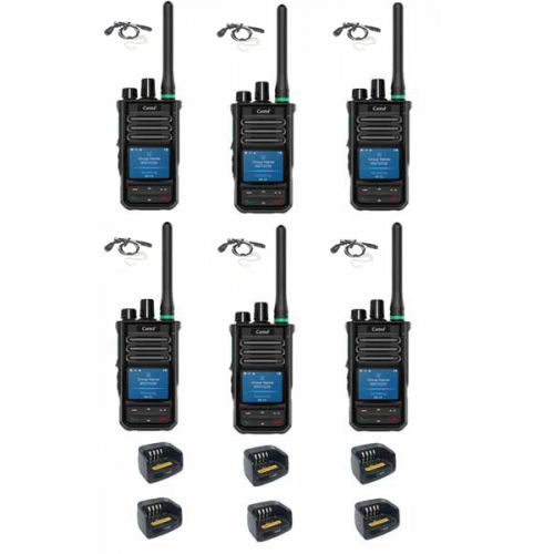 Set van 6 Caltta PH660 UHF DMR GPS, Bluetooth, display, tafellader en beveiliging oortje
