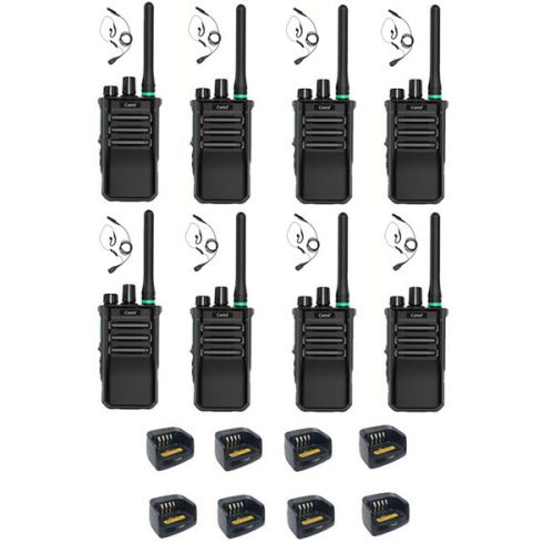 Set van 8 Caltta PH600 UHF DMR IP68 4Watt GPS, Bluetooth met tafellader en G-shape oortje