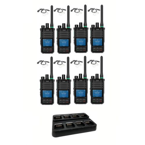 Set van 8 Caltta PH660 UHF DMR GPS, Bluetooth, display, multilader en beveiliging oortje