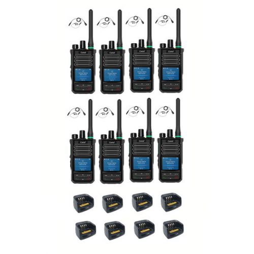 Set van 8 Caltta PH660 UHF DMR GPS, Bluetooth, display, tafellader en G-shape oortje