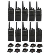 Set van 10 Motorola XT420 UHF IP55 PMR446 Portofoon met laders