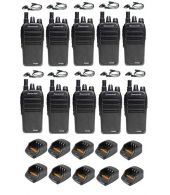 Set van 10 Wouxun KG-D828 Dualband DMR portofoons met D-shape oortjes