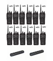 Set van 12 Wouxun KG-988 UHF IP66 8Watt Portofoon multilader en D-shape oortje