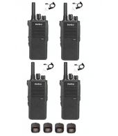 Set van 4 Inrico T522A IP66 4G LTE POC Zello Portofoon K1 2-Pins met beveiliging oortje