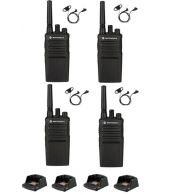 Set van 4 Motorola XT420 UHF IP55 PMR446 Portofoon met laders en D-shape oortje M1 2-pins