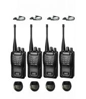 Set van 4 Wouxun KG-819 UHF IP55 PMR446 Portofoons met D-shape oortje