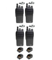 Set van 4 Wouxun KG-D828 Dualband DMR portofoons met D-shape oortjes