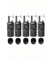 Set van 5 Inrico T320 V2 4G LTE Zello Portofoon, GPS, Wifi, Android 8 met tafellader en beveiliging oortje