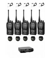 Set van 5 Wouxun KG-819 UHF IP55 PMR446 Portofoons met beveiliging oortje en koffer