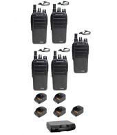Set van 5 Wouxun KG-D828 DMR portofoons met D-shape oortjes en koffer