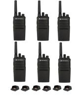 Set van 6 Motorola XT420 UHF IP55 PMR446 Portofoon met laders
