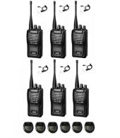 Set van 6 Wouxun KG-819 UHF IP55 PMR446 Portofoons met beveiliging oortje