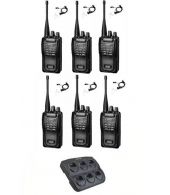 Set van 6 Wouxun KG-819 UHF Portofoons met multilader en beveiliging oortje